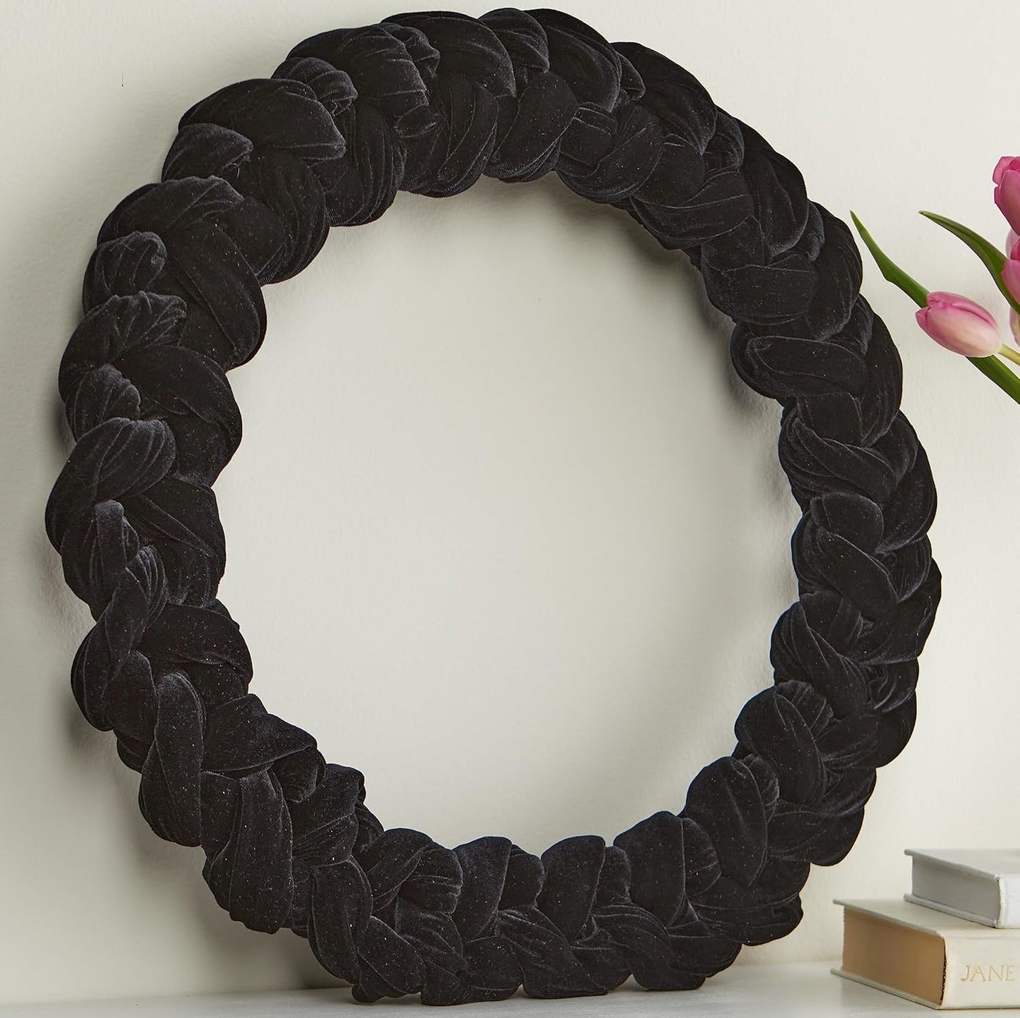 Black Velvet Wreath for Cozy Modern Home Decor and Weddings