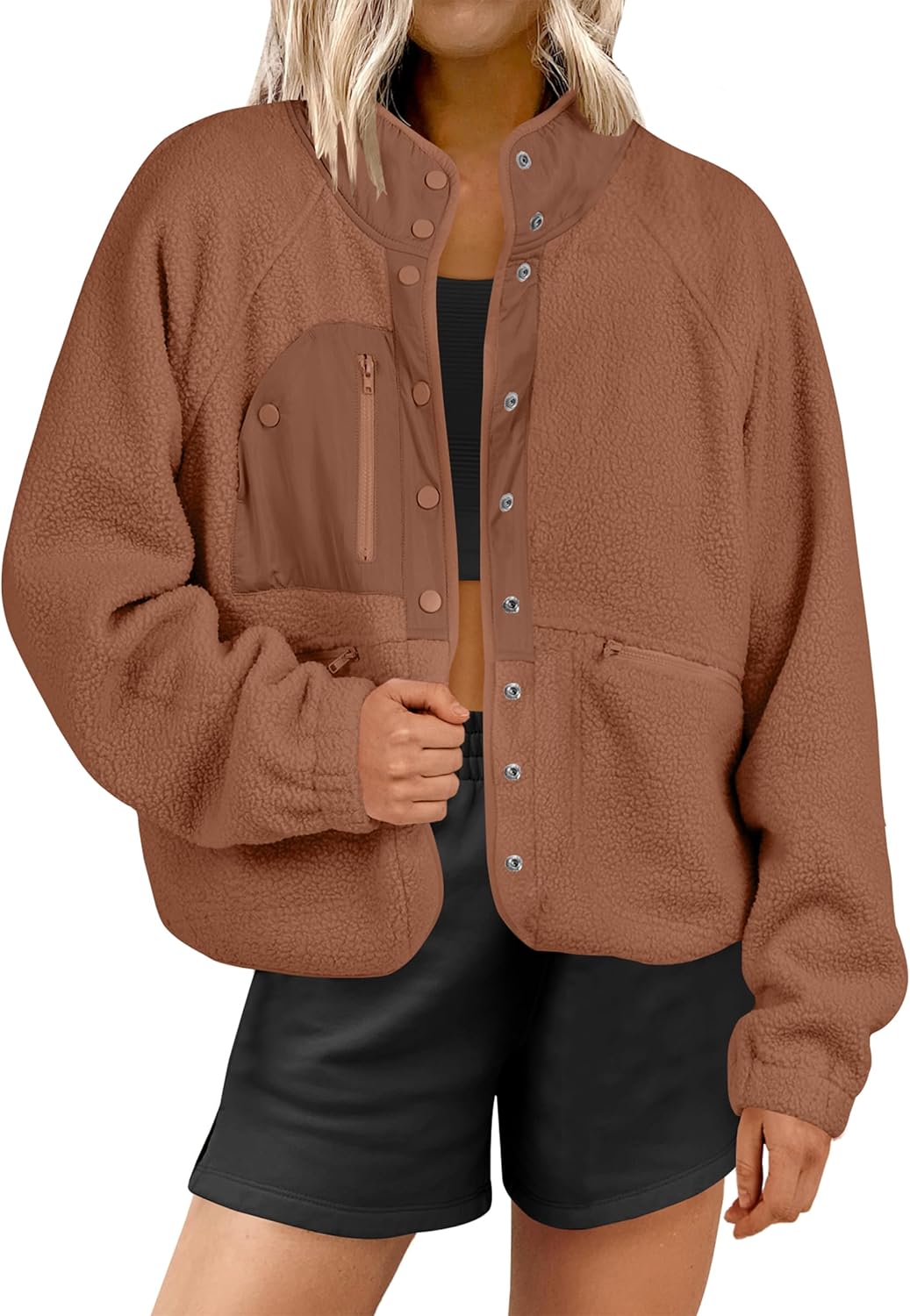 Womens Fuzzy Fleece Jacket for Chic Fall and Winter Style