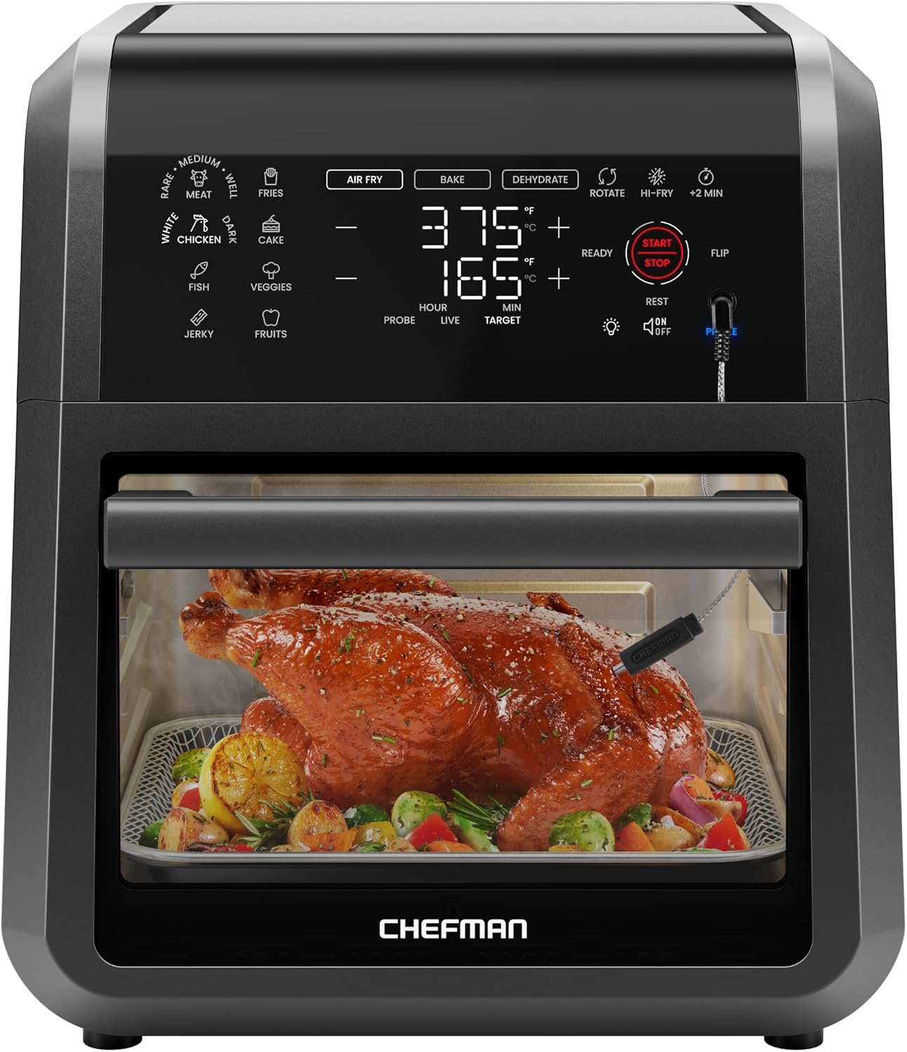 Chefman 12 Qt Air Fryer + Smart Thermometer, 28 Presets