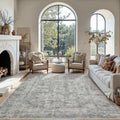 8x10 Area Rug Grey Vintage Abstract Boho Rug - Washable Low Pile