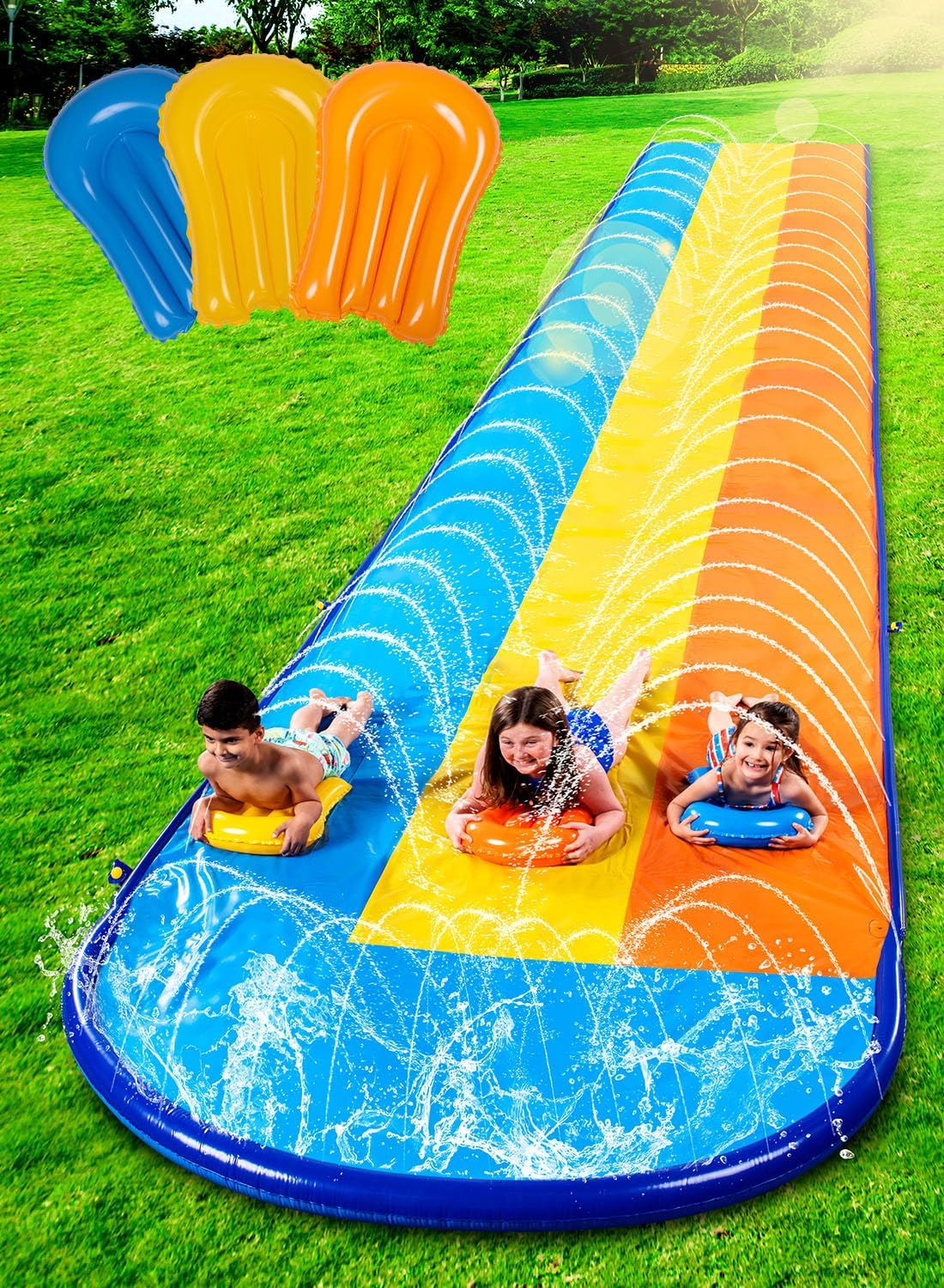 Sloosh Triple Water Slide with 3 BodyBoards for Summer Fun