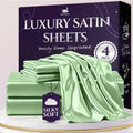 Satin Sheets King Size Sage Green - Cooling 4 Piece Bed Set