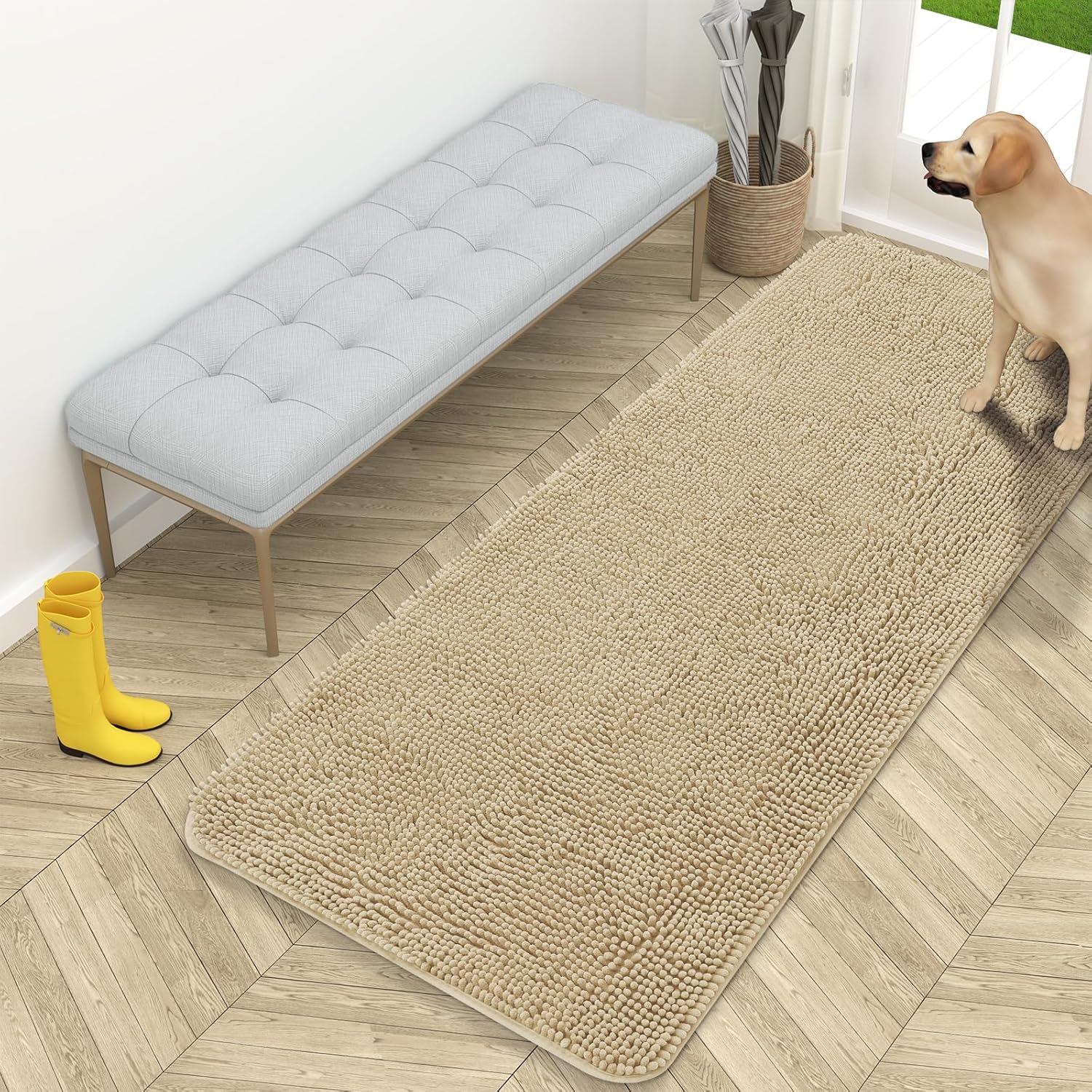 OLANLY Dog Door Mat for Muddy Paws Absorbs Moisture and Dirt