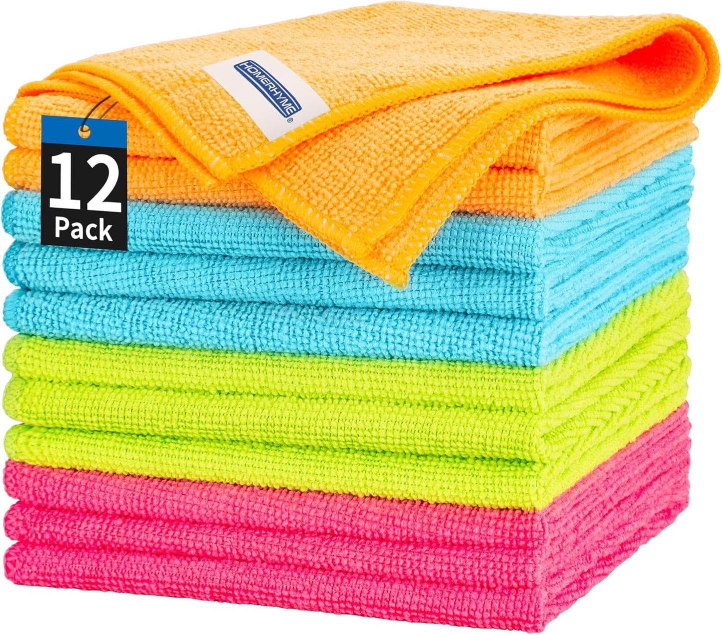12-Pack Microfiber Cleaning Cloths - Lint-Free & Non-Abrasive!