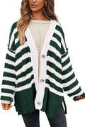 PRETTYGARDEN Women's Winter Striped Cardigan Sweater - Oversized Cozy