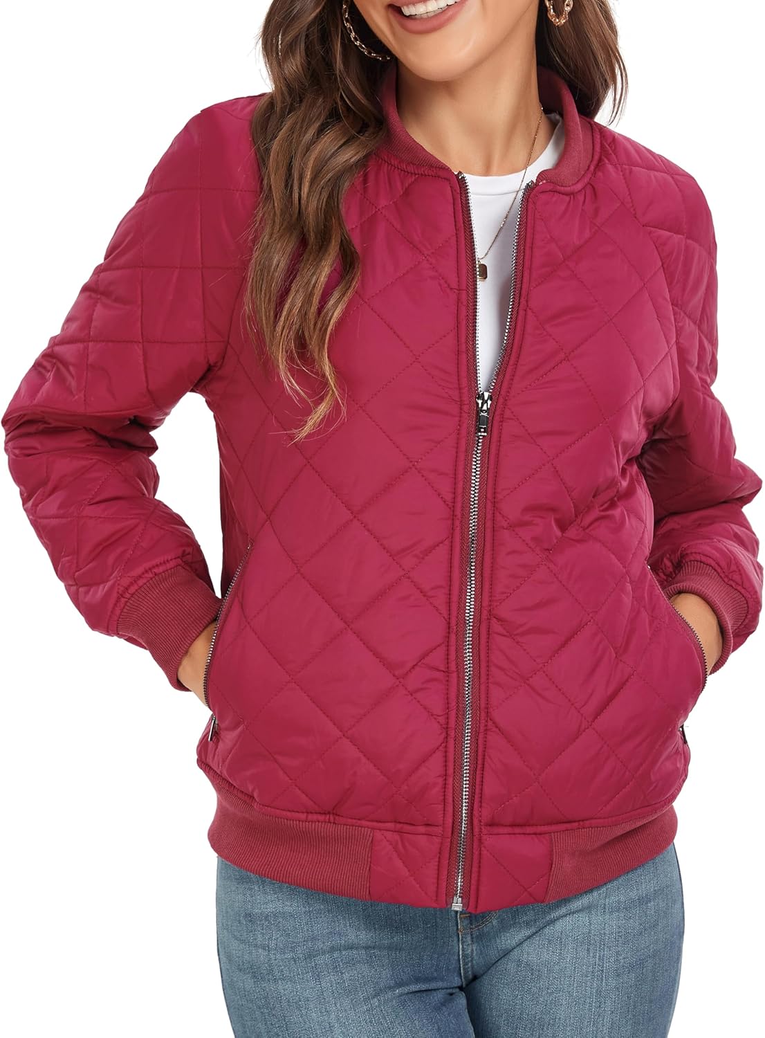 andy & natalie Women's Bomber Jacket Lightweight Casual Outerwear