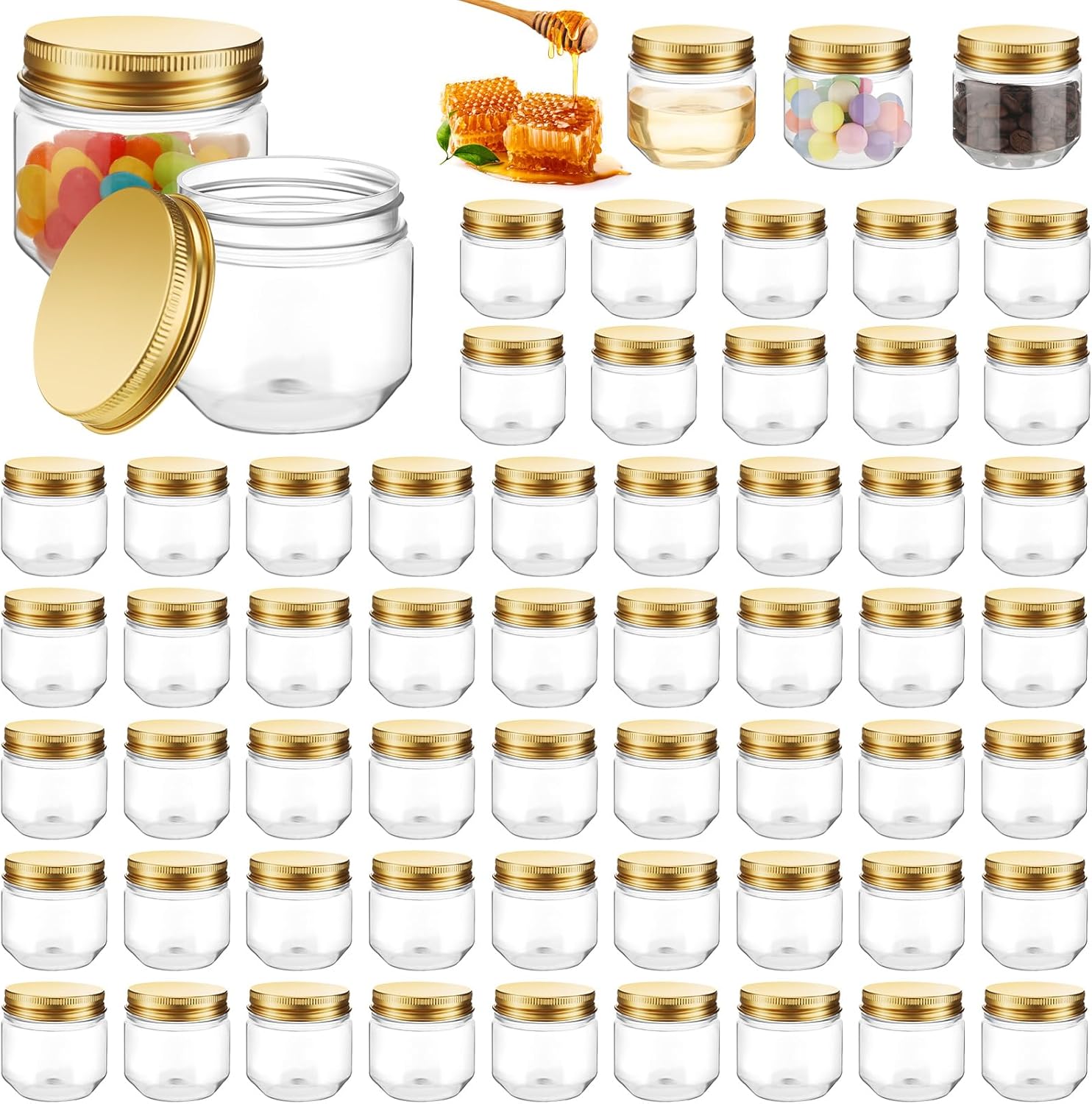60 Pcs 3 oz Clear Plastic Jars with Lids for Storage and Gifts