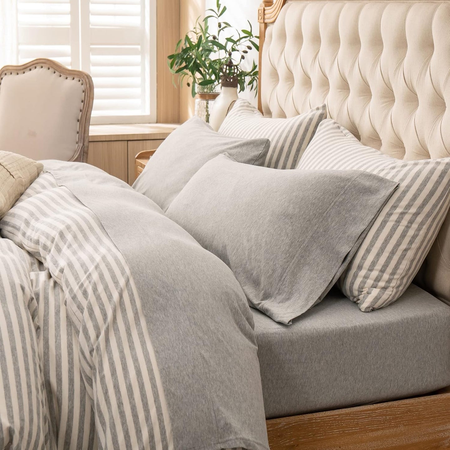 PURE ERA Jersey Knit Bed Sheet Set - Soft Cotton Comfort