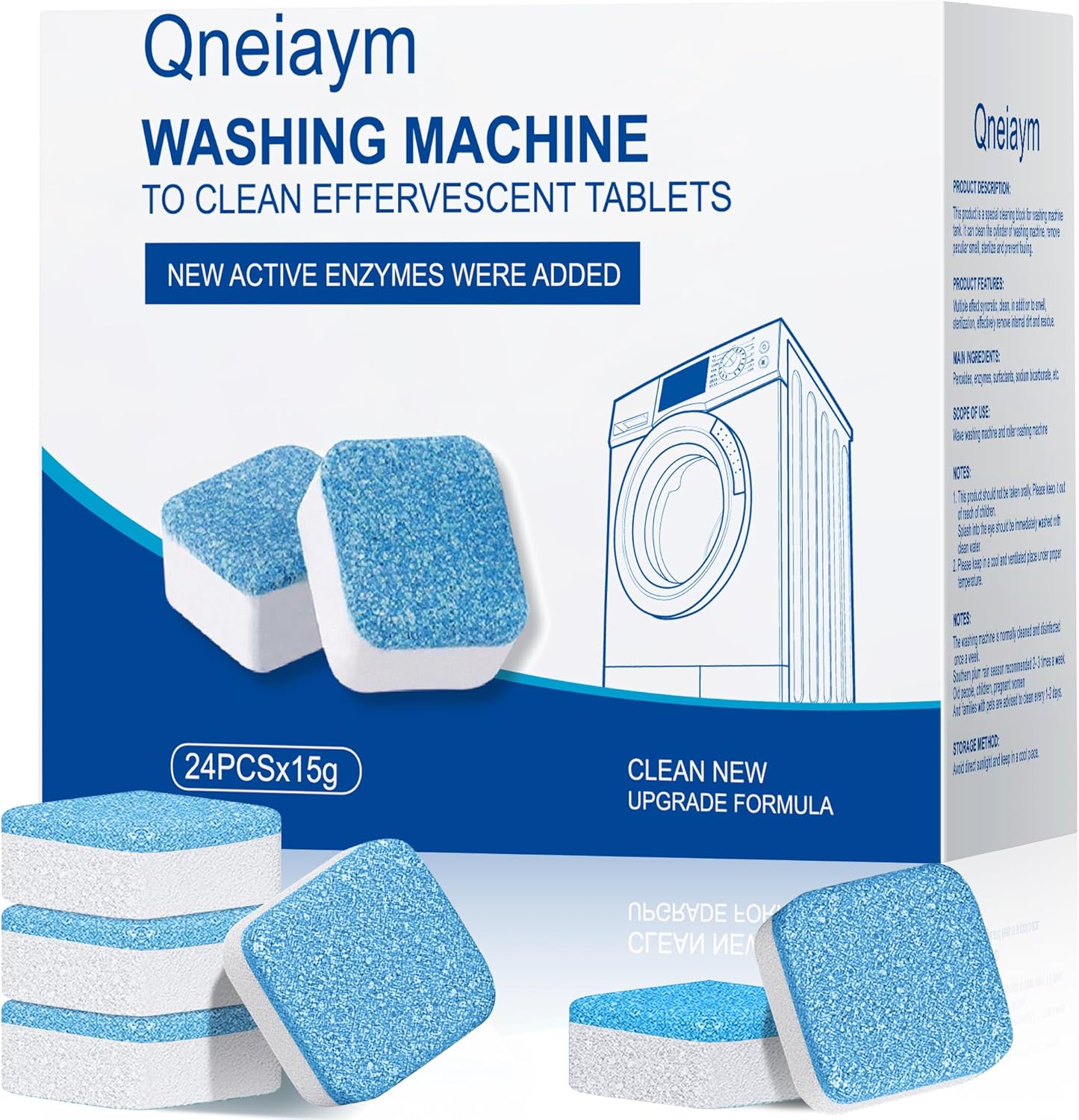 24 Pack Washer Cleaner Tabs - Deep Clean, Fresh Scent, All Washers