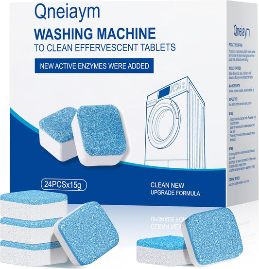 24 Pack Washer Cleaner Tabs - Deep Clean, Fresh Scent, All Washers