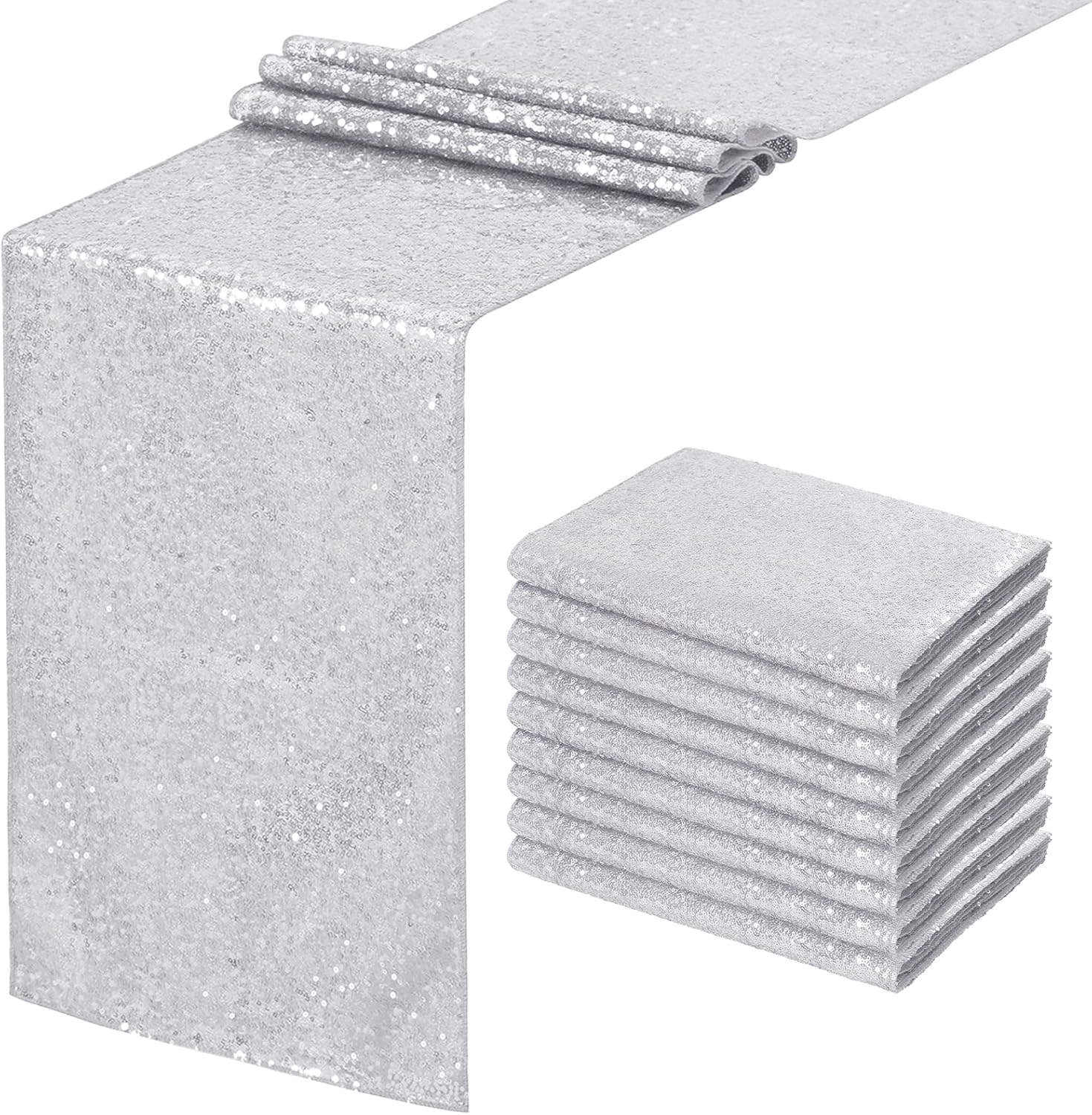Silver Table Runner 10 Pack 12x72 Inch for Elegant Events