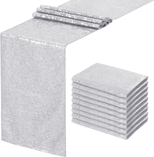 Silver Table Runner 10 Pack 12x72 Inch for Elegant Events