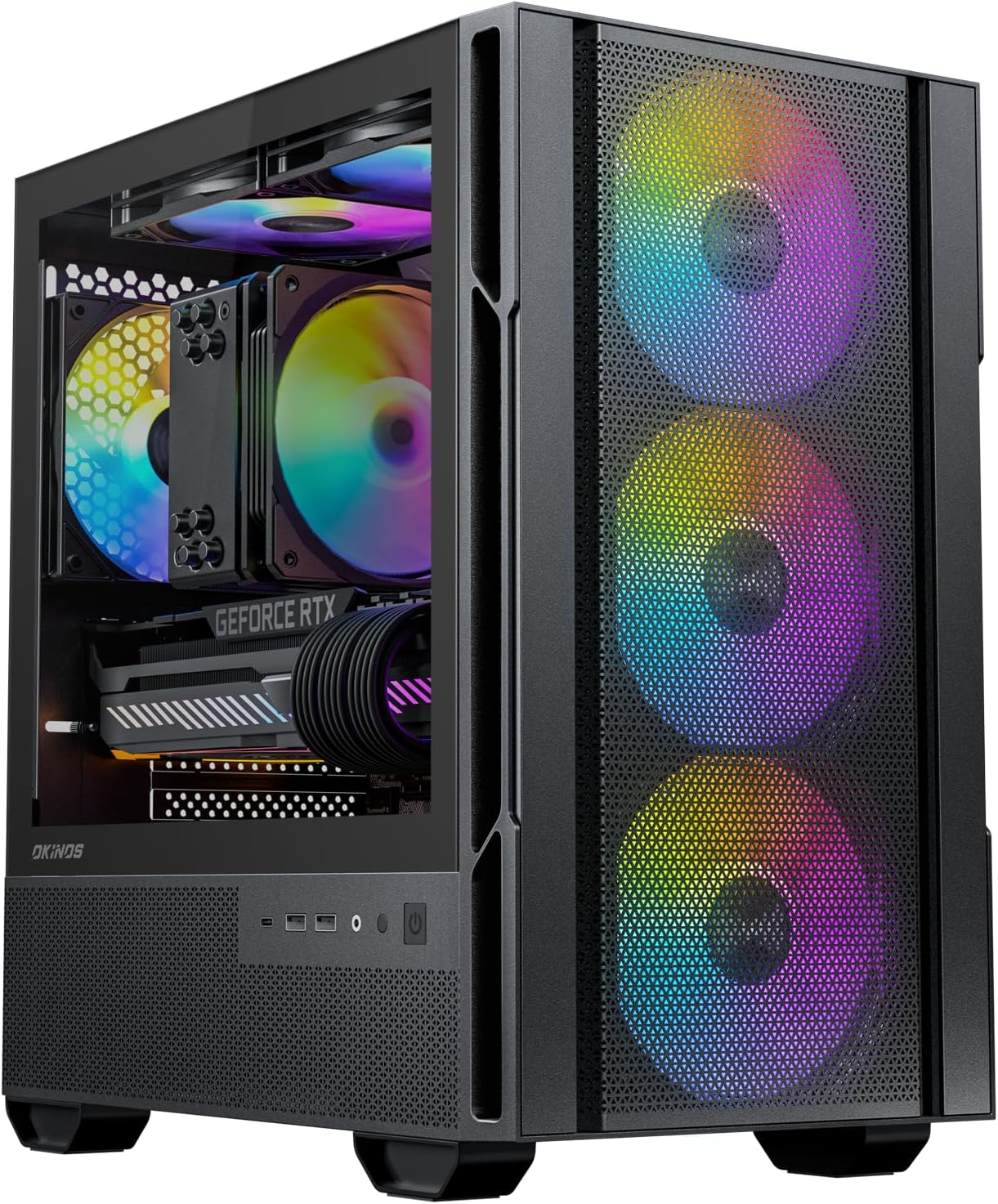 Micro ATX Case with 4 ARGB Fans and Tempered Glass Panel