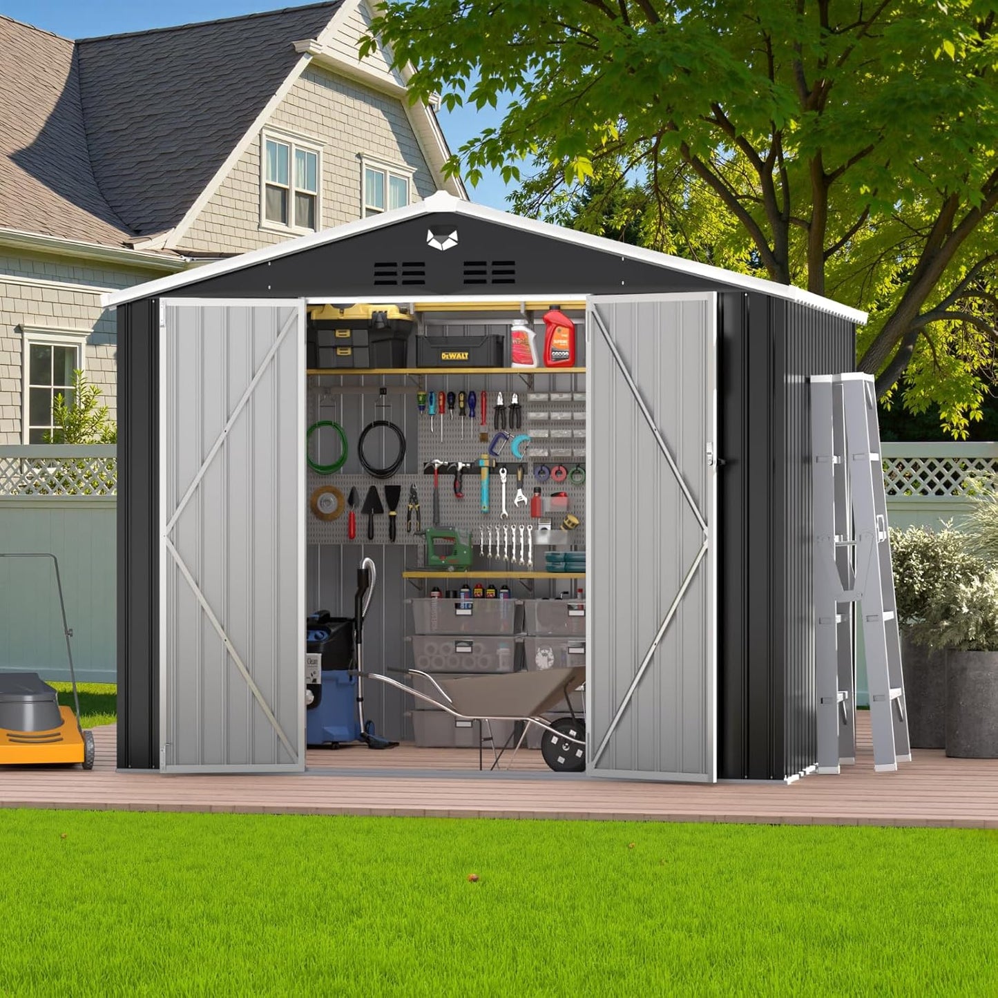 10x8 FT Outdoor Storage Shed - Durable Metal Garden Shed
