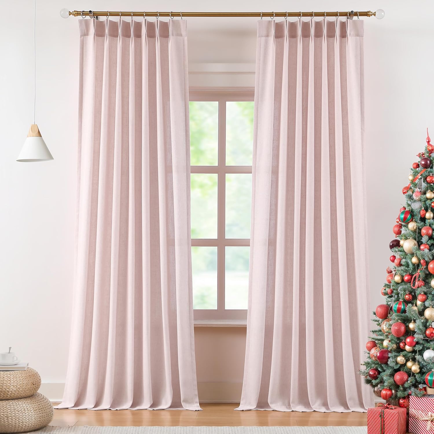 Soft Pink Pinch Pleated Semi Sheer Curtains for Elegant Spaces