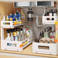 2-Pack 17in Deep Under Sink Organizer - Adjustable L-Shaped Drawers