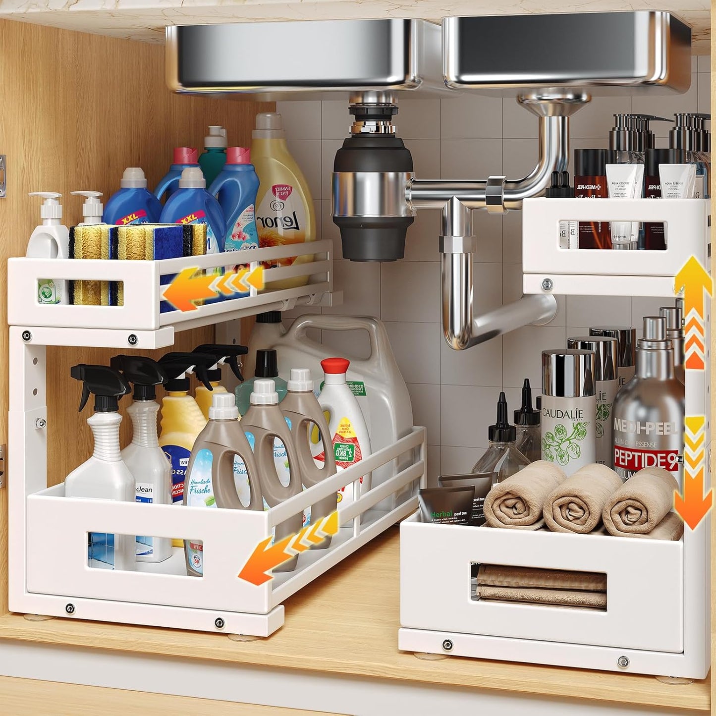 2-Pack 17in Deep Under Sink Organizer for Kitchen and Bathroom