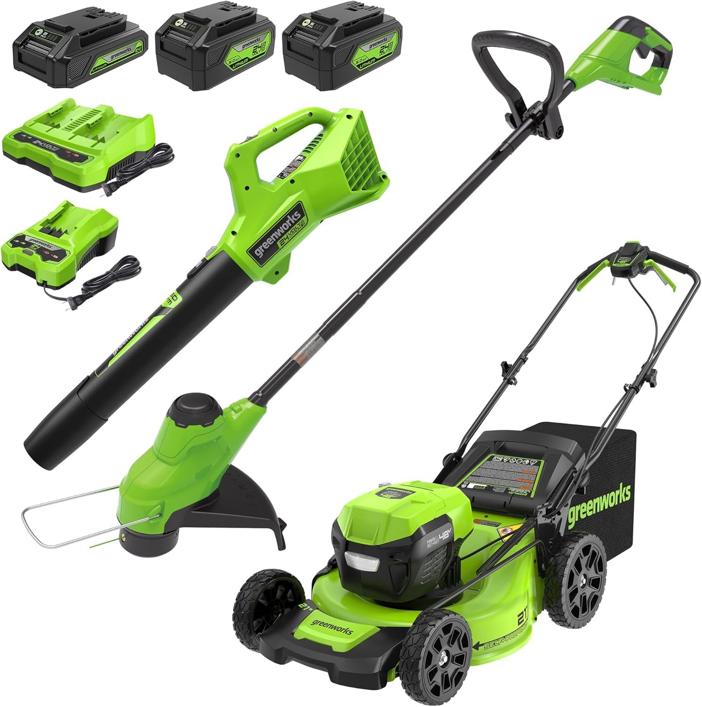 Greenworks 48V Cordless Yard Tool Combo: High-Performance & Triple Battery Power