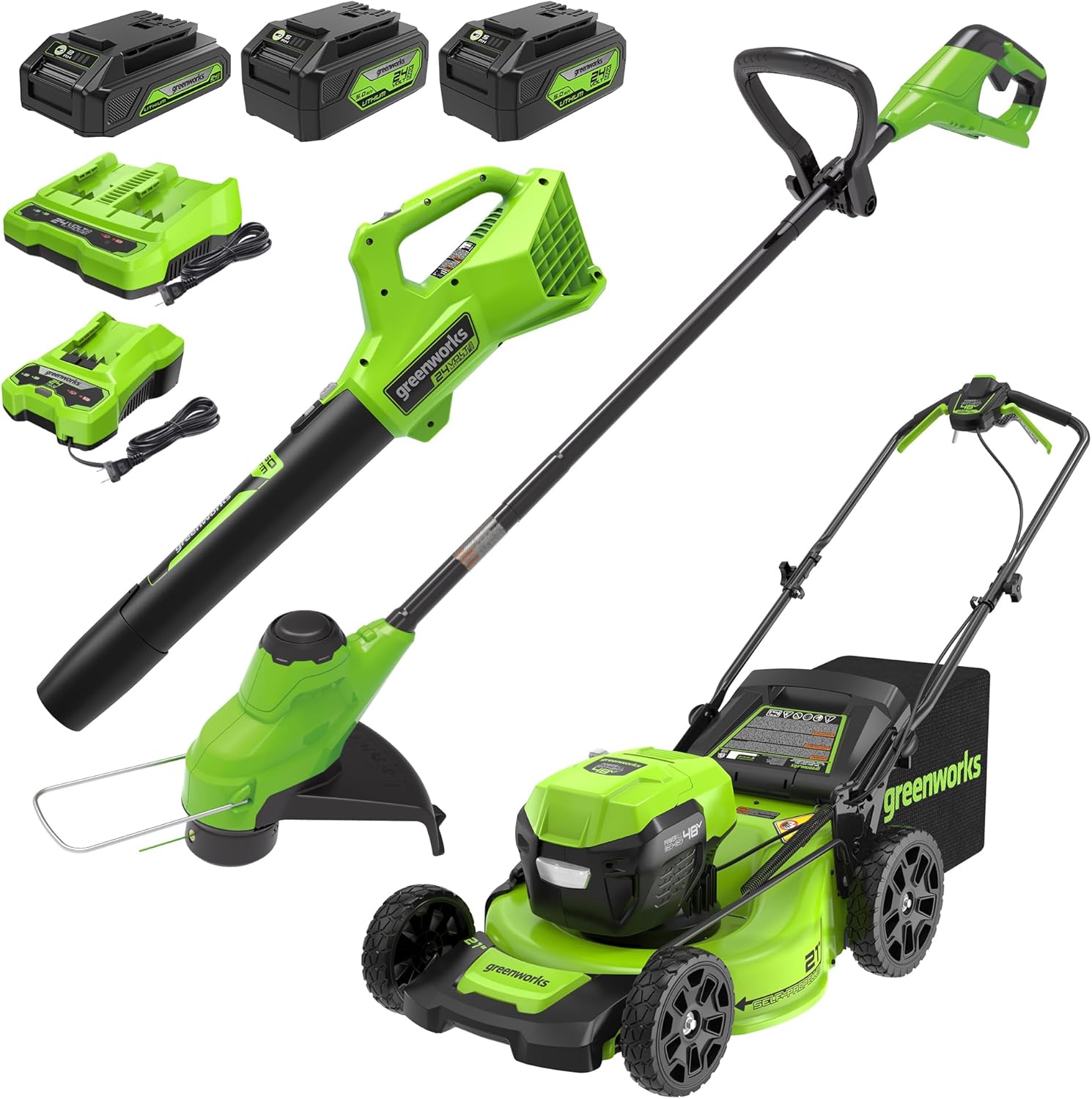 Greenworks 48V Cordless Yard Tool Combo: High-Performance & Triple Battery Power