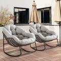 Outdoor Relaxation Set of 2 Oversized Papasan Rocking Chairs