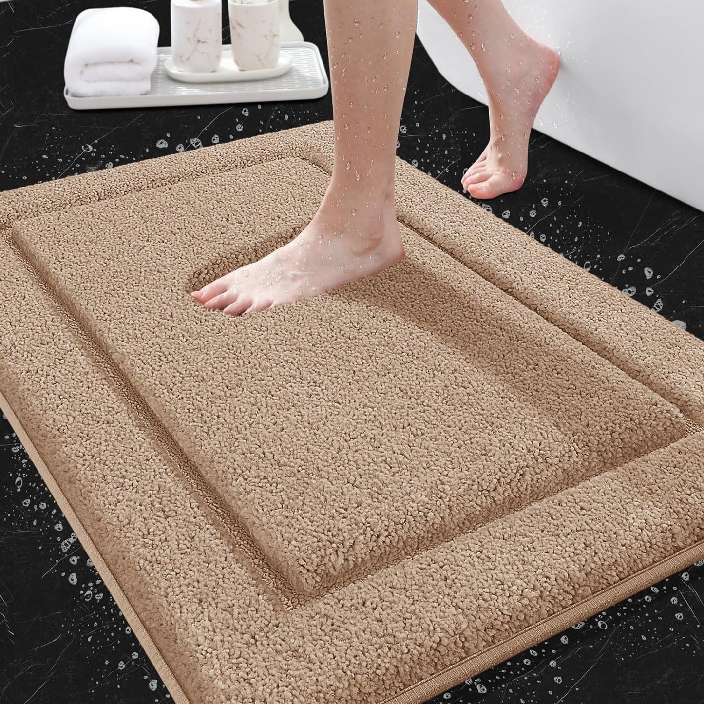 Ultra Soft Thick Plush Microfiber Bath Mat for Bathroom Floor