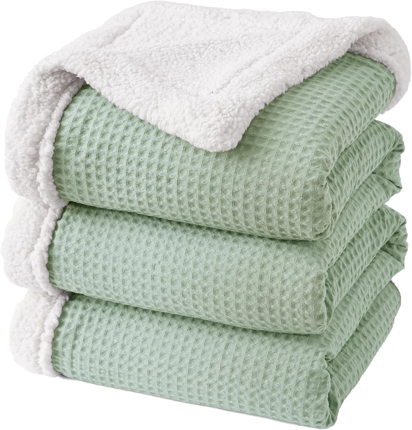 PHF Waffle Sherpa Blanket King Size for Cozy Winter Comfort