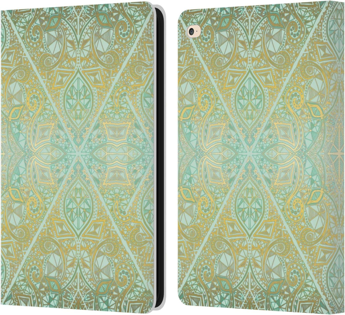Micklyn Le Feuvre Mint and Gold Floral iPad Air 2 Wallet Case