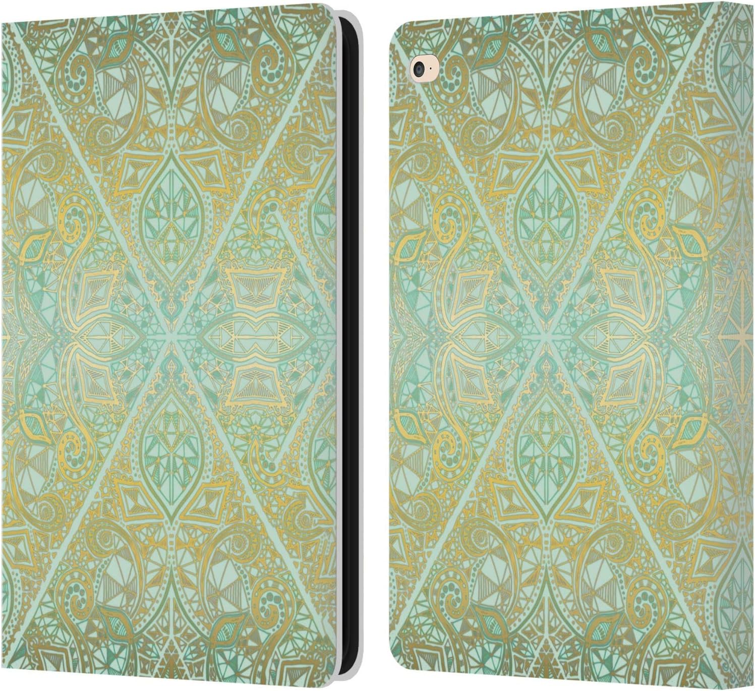 Micklyn Le Feuvre Mint and Gold Floral iPad Air 2 Wallet Case