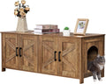 Cat Litter Box Enclosure for 2 Cats - Rustic Walnut Double Room