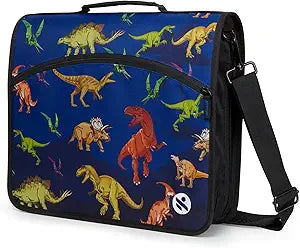 Dinosaur Zipper Binder with Expanding Pockets and Handle