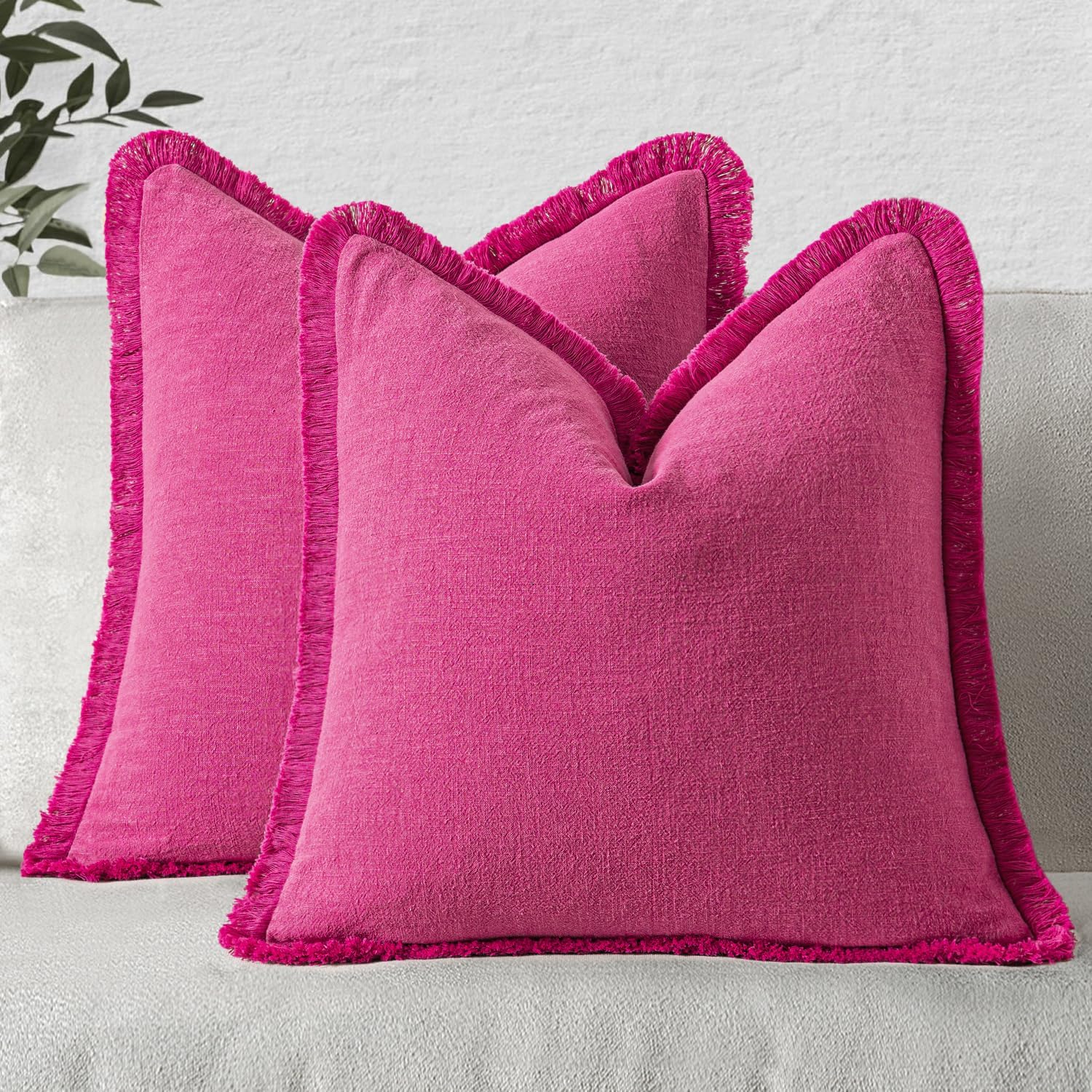 MIULEE Decorative Throw Pillow Covers with Boho Fringe Design