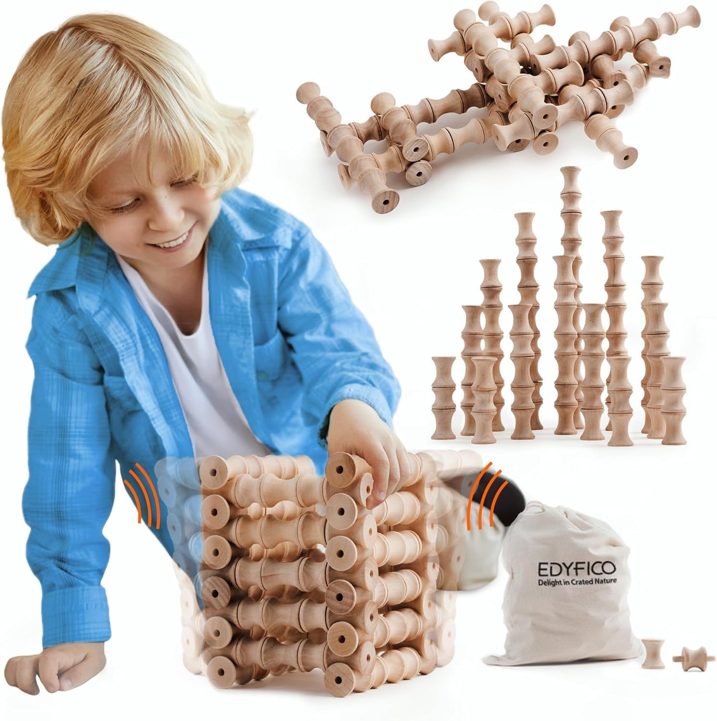 Waving Wooden Building Blocks Set