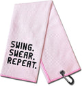 Embroidered Pink Golf Towel with Clip - Funny Gift for Golfers