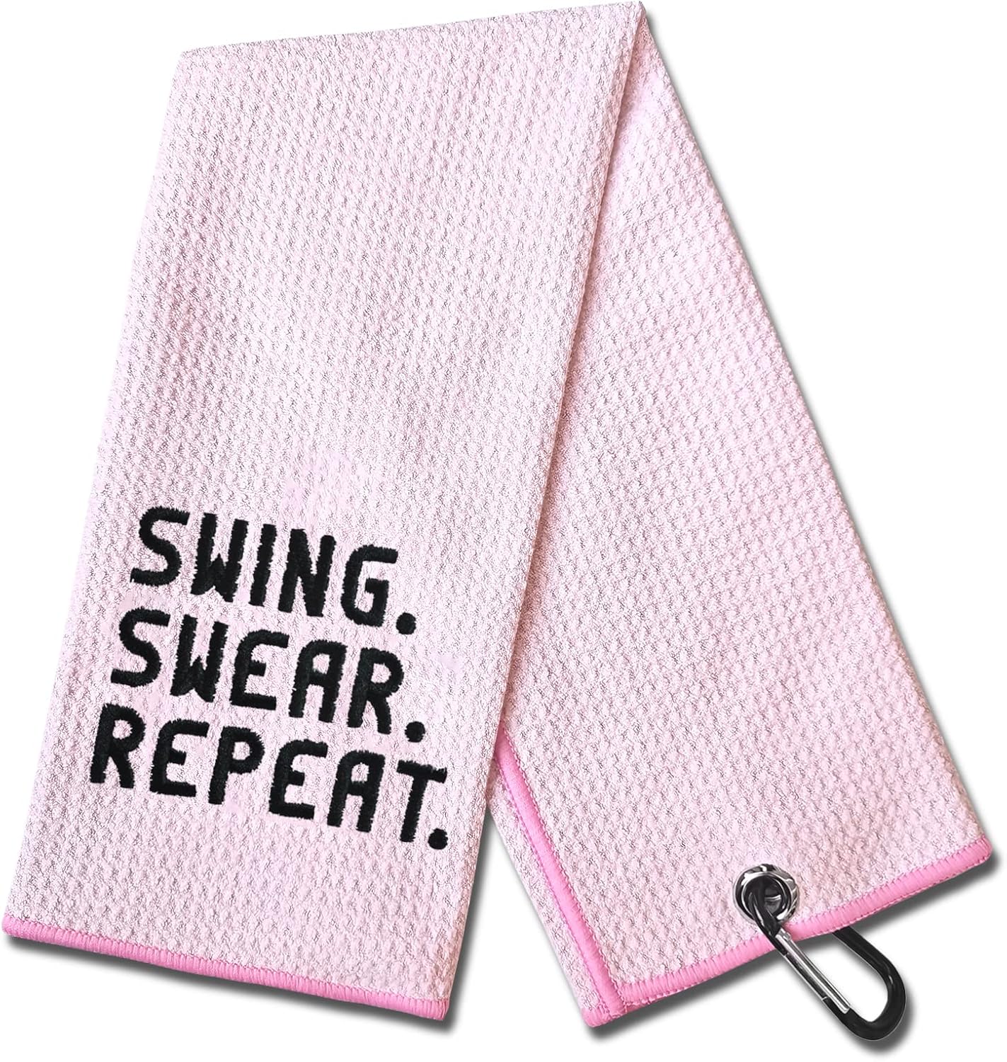 Embroidered Pink Golf Towel with Clip - Funny Gift for Golfers