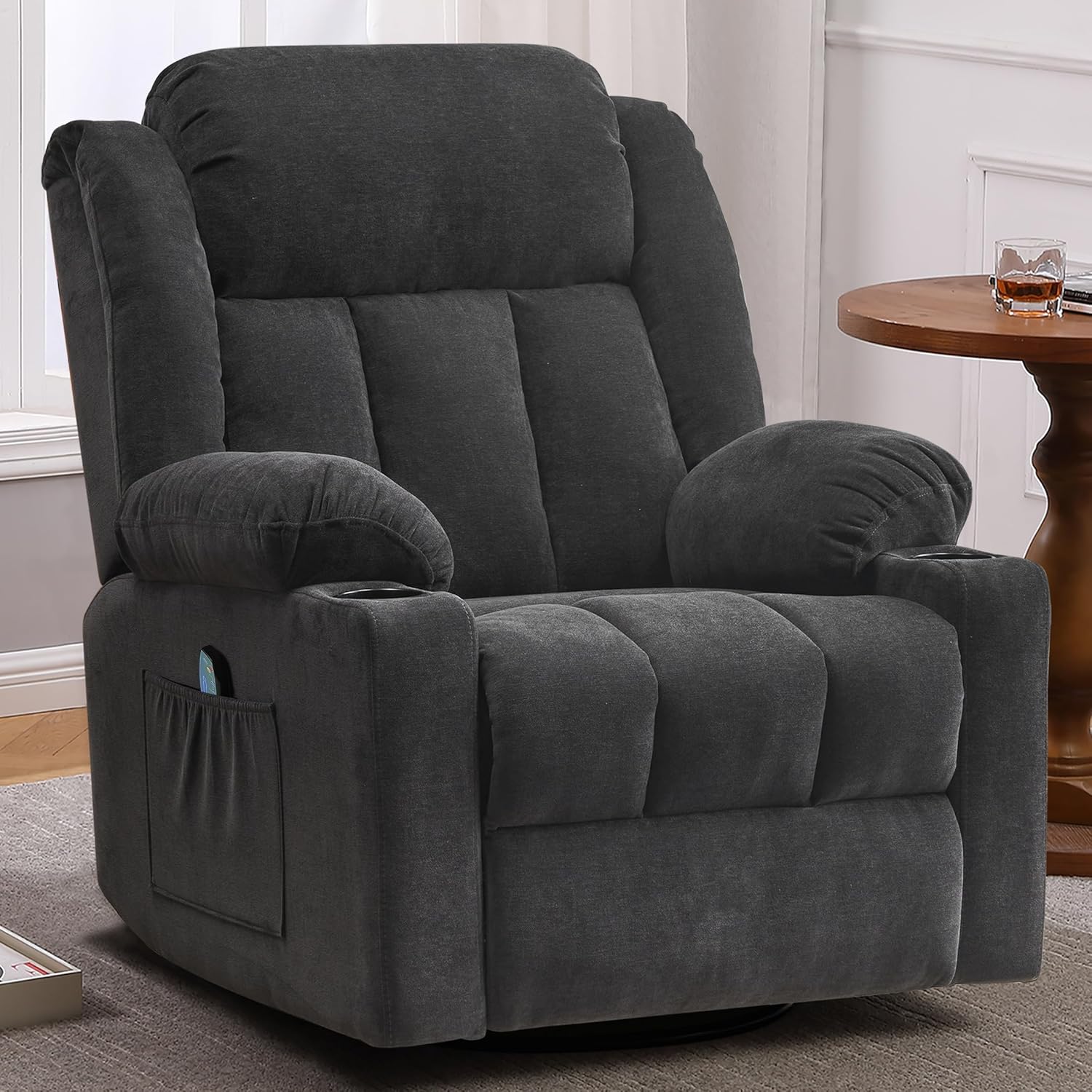 Overstuffed Rocker Recliner with Massage & Heat