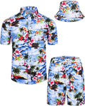 Mens Hawaiian Shirts and Shorts Set for Men - 2-Piece Beach Outfit