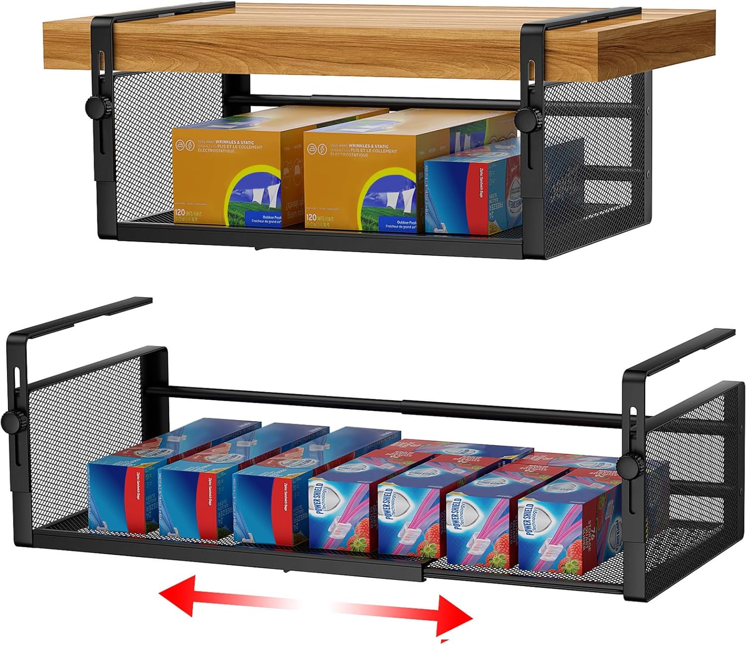 Adjustable Under Shelf Basket for Kitchen and Pantry Storage