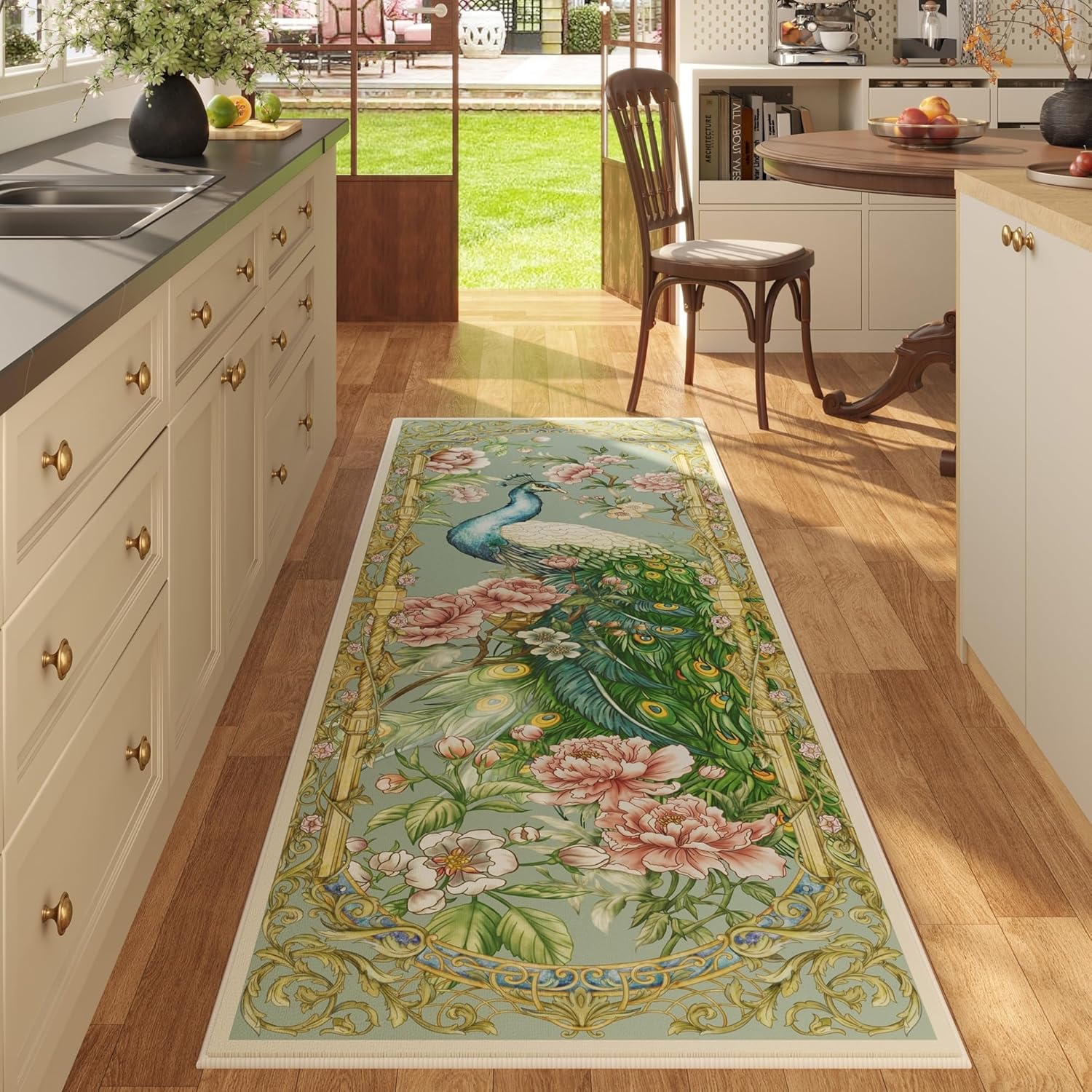 Runner Rug for Kitchen 2ft 6inx8ft Washable Soft Floral Design