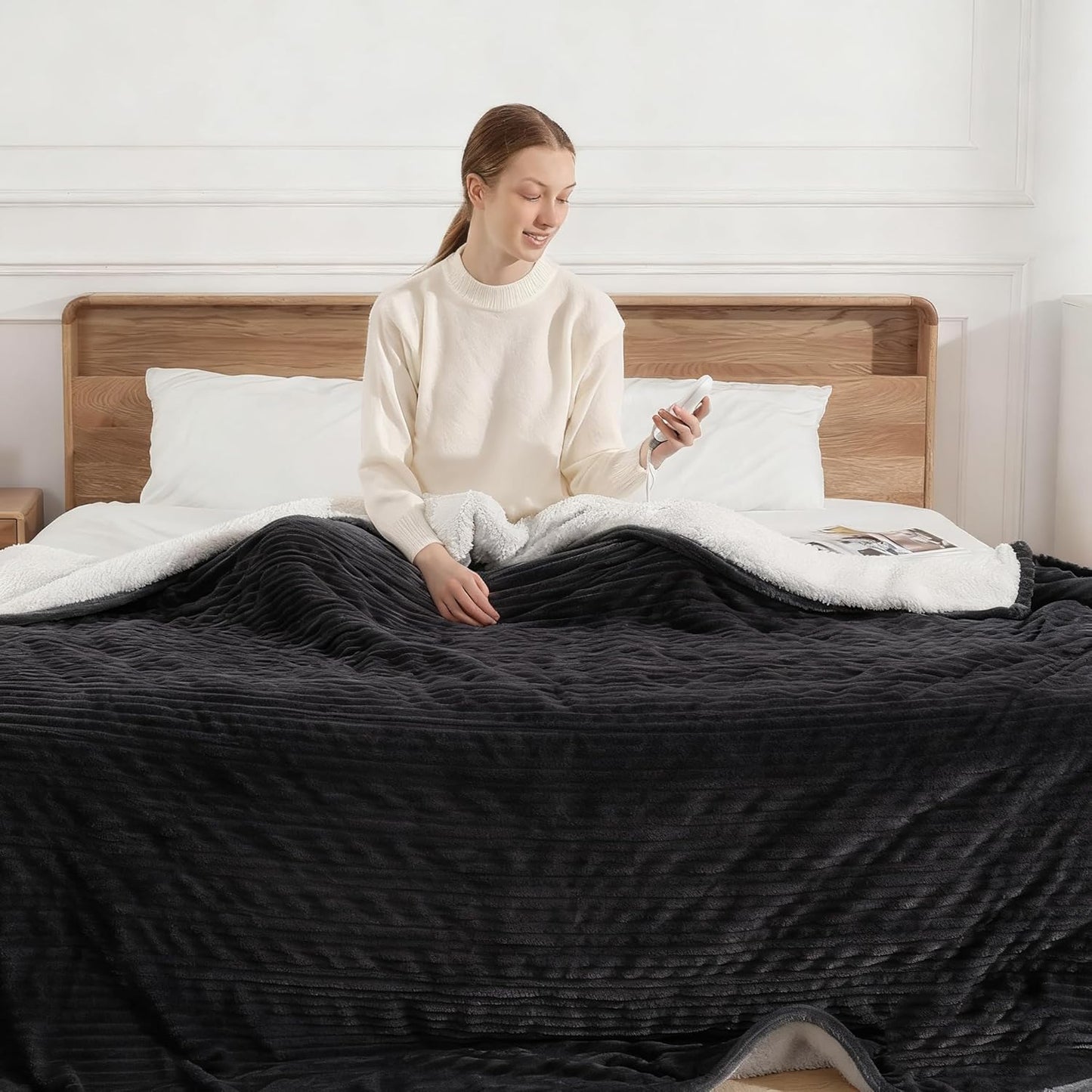 Electric Blanket Full Heated Blanket with Dual-Sided Soft Fabric