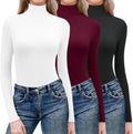 Women's 3 pack lightweight long sleeve turtleneck tops from Ekouaer