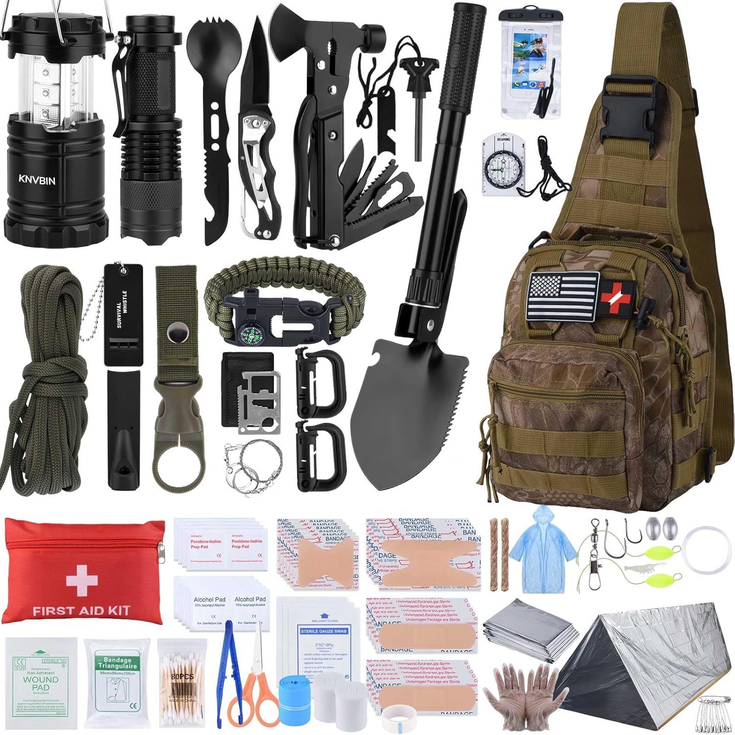 250pcs Survival Kit with Tactical Gear for Outdoor Adventures