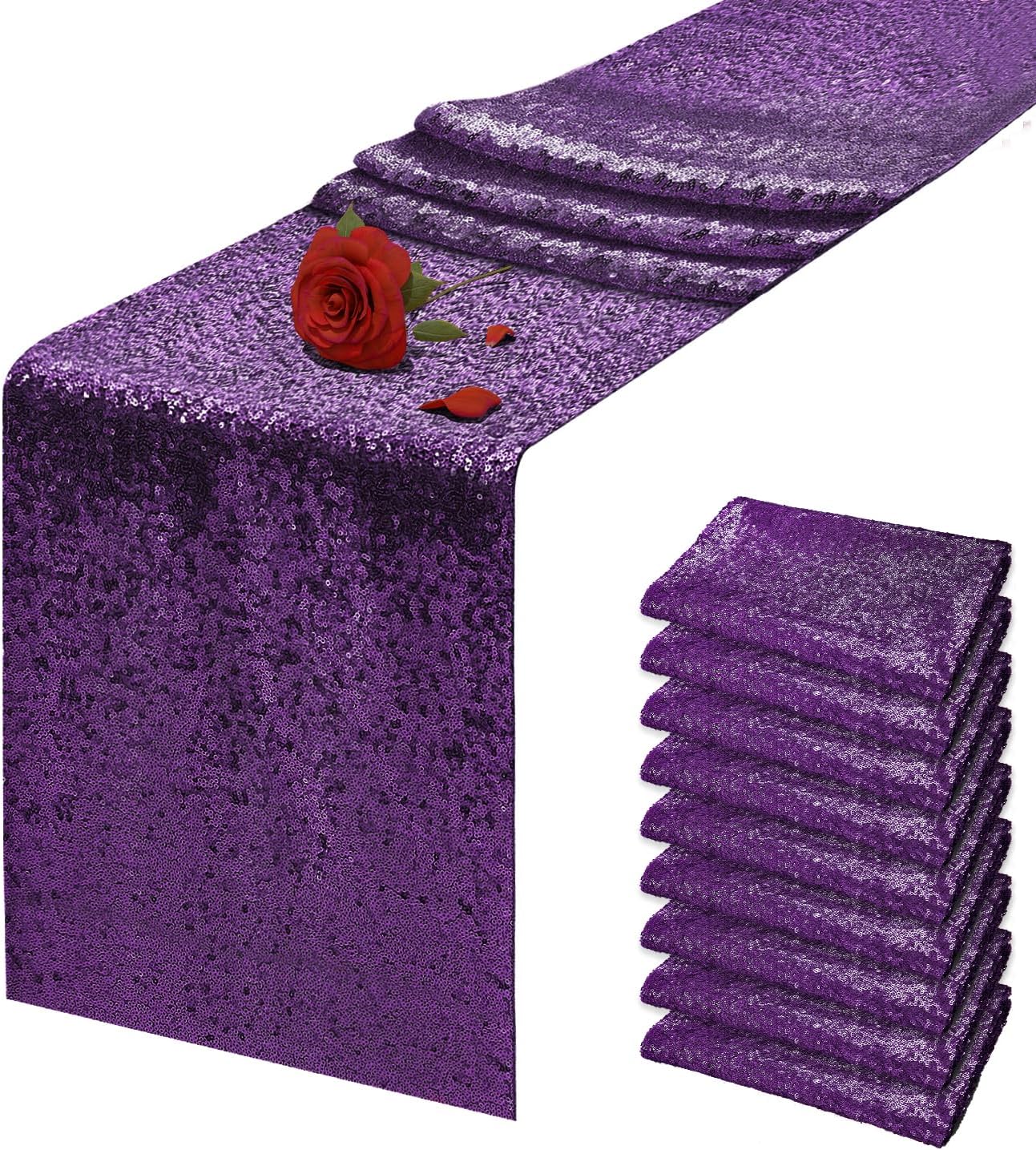 Purple Sequin Table Runner for Parties and Celebrations