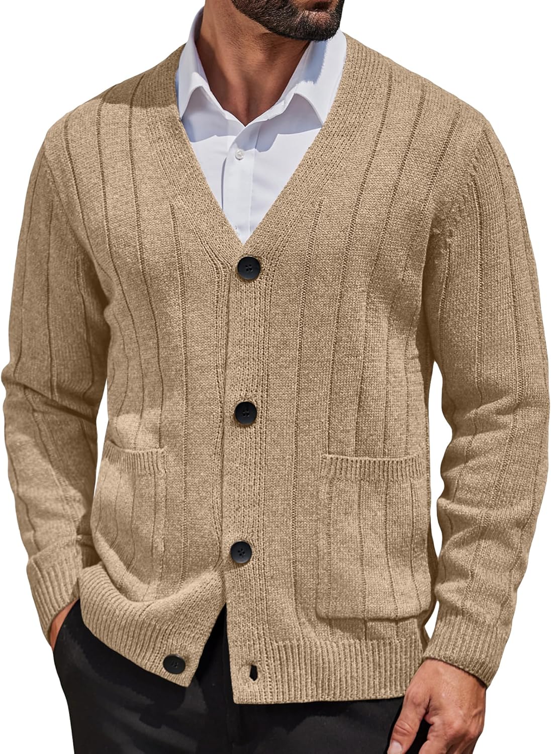 COOFANDY Men's Cardigan Sweater with Pockets for Versatile Style