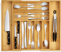 Purawood Bamboo Drawer Organizer - Expandable Silverware Tray
