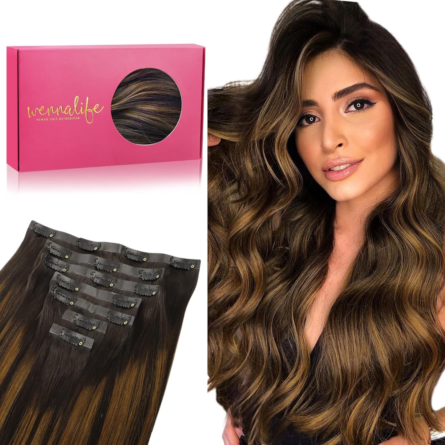 WENNALIFE Seamless Clip In Hair Extensions for Natural Look