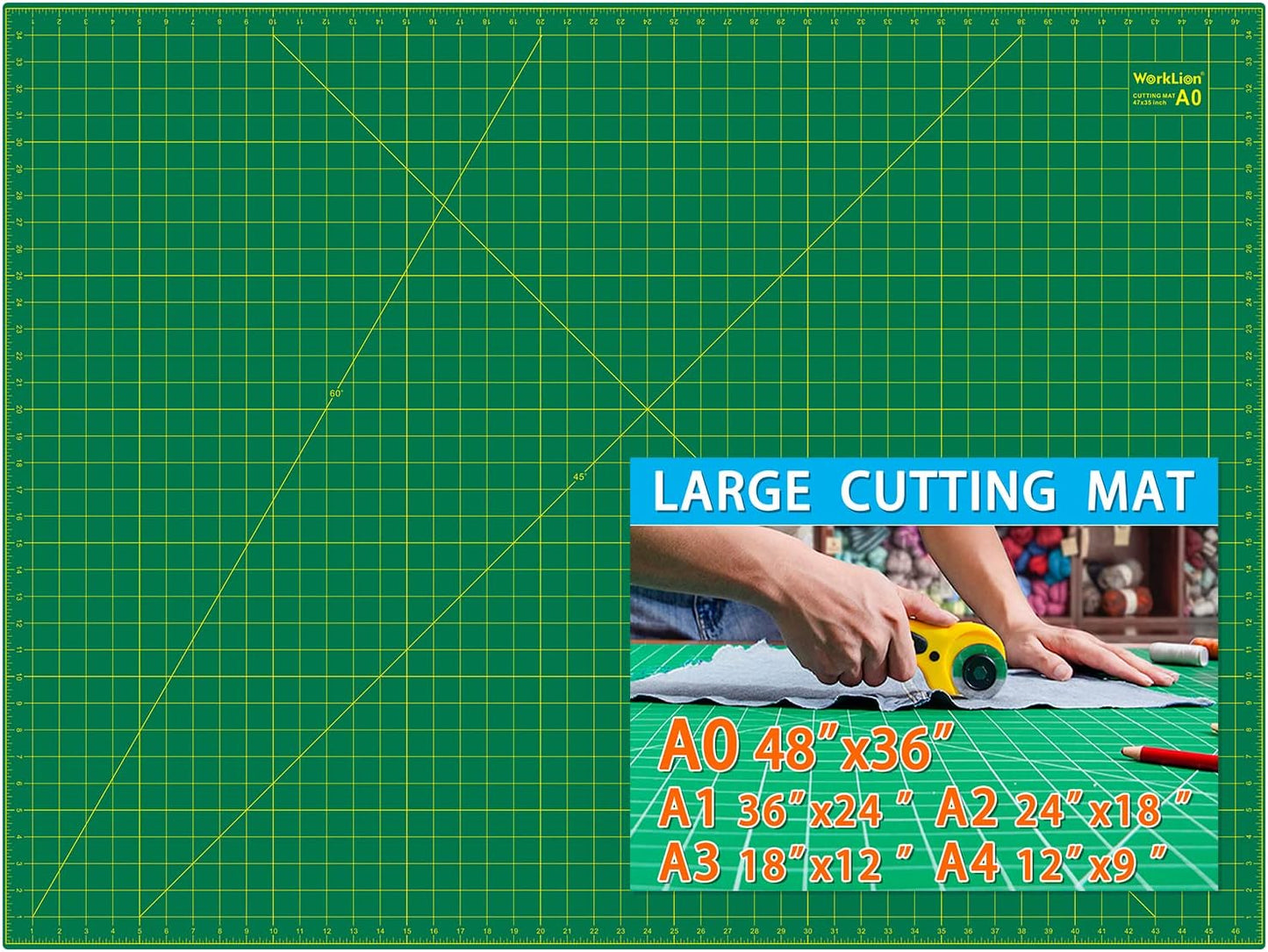 Worklion Self Healing Cutting Mat 36in x 48in for Crafts & Sewing