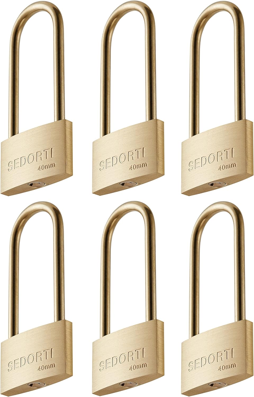 Weather Proof Lock Set of 6, Keyed Alike Solid Brass Padlocks