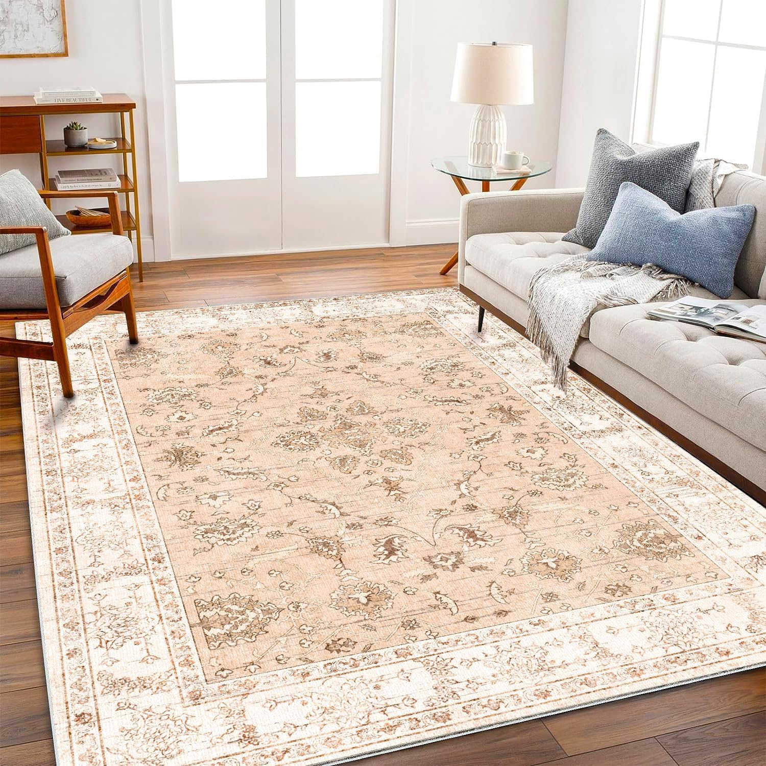 Vintage Traditional Area Rug 9x12 Washable Floral Print Mat
