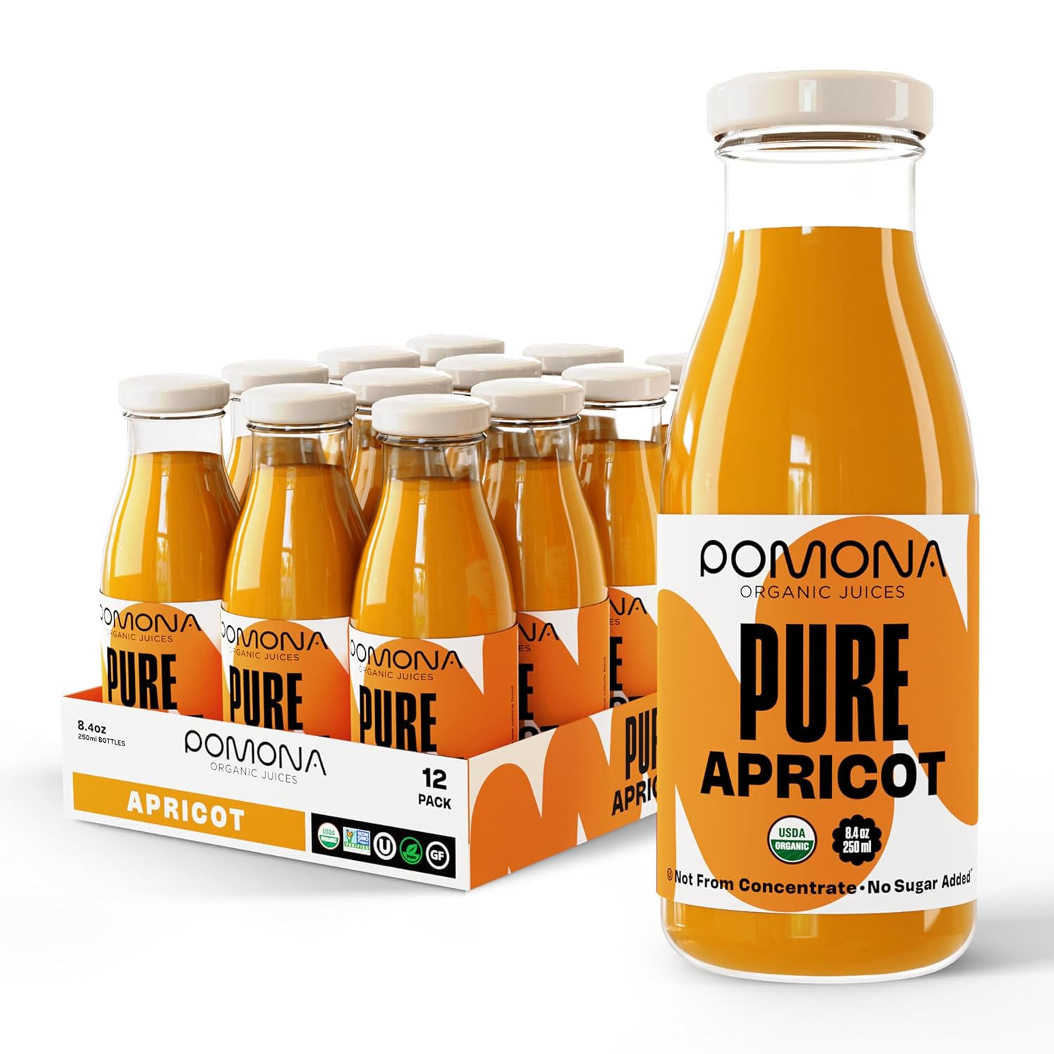 Pomona Organic Apricot Juice - Pure, Cold Pressed, No Sugar Added