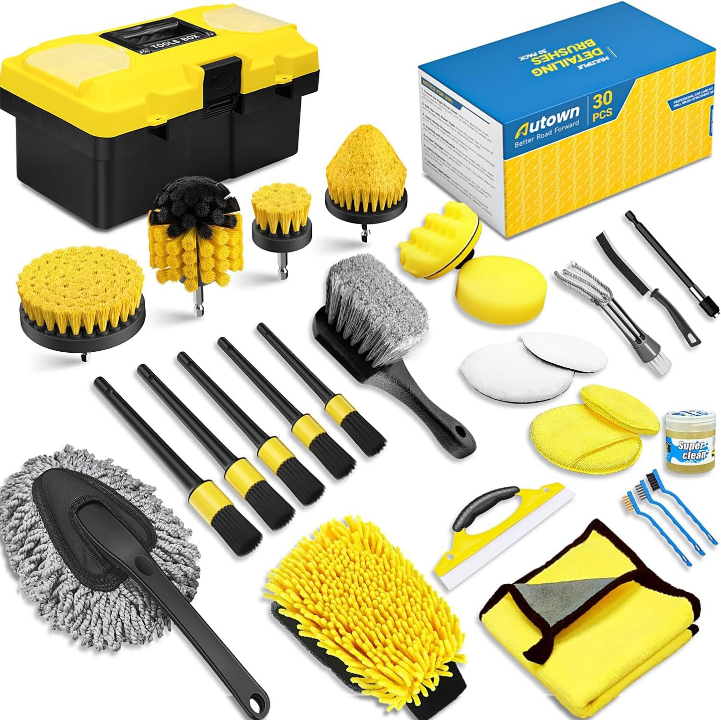 30PC Car Detailing Kit w/ Drill Brush Attachments - Clean Inside & Out with AUTOWN